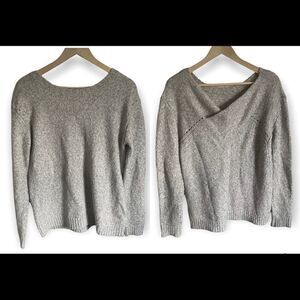 LINE the Label Gray Pullover Crossover Back Alpaca Sweater